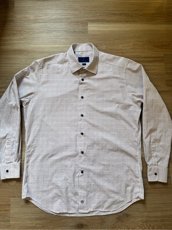David Donahue Other - David Donahue Trim Fit Plaid Dress Shirt Men’s 17 34/35 100% Cotton large